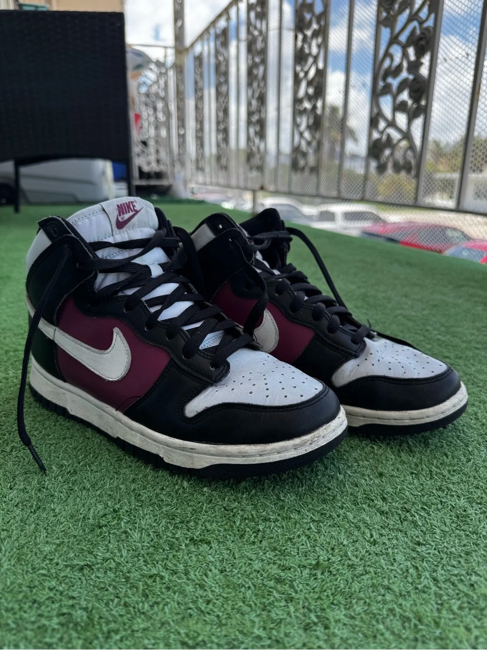 Nike Women’s Mid-Top Sneakers in Black, White & Burgundy